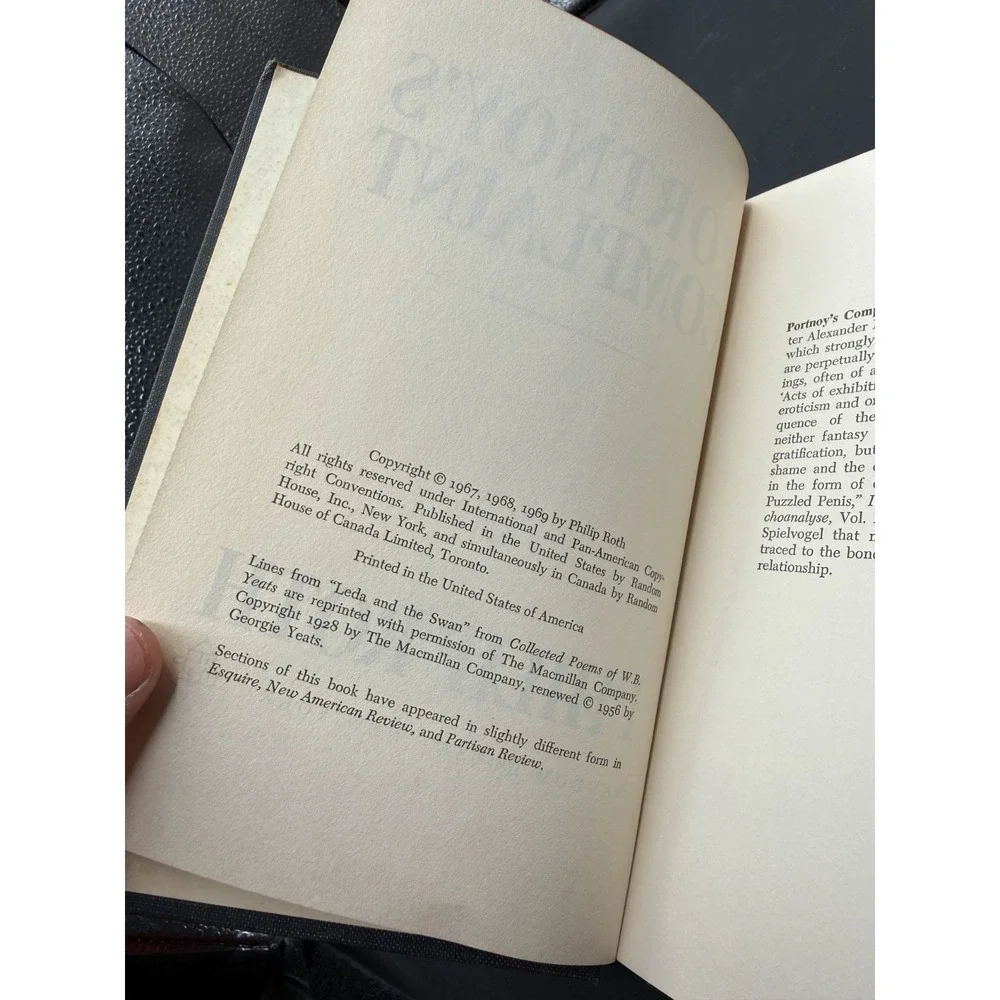 Portnoy's Complaint By Philip Roth Hard Cover 1969 1st Printing